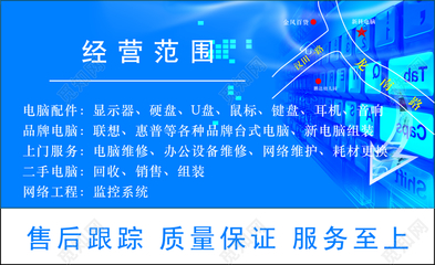 電腦維修名片設(shè)計(jì) 藍(lán)色簡(jiǎn)約中的專業(yè)與信任